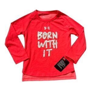 NWT Toddler Girls Under Armour Born With It Sparkly Long Sleeve Tee Shirt  Sz 2T